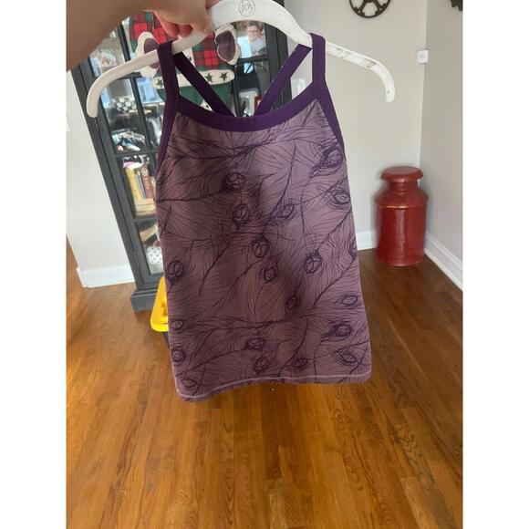 Lululemon Top Womens 4 Power Y Peacock Racerback Feathers Purple Tank - Picture 1 of 3